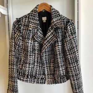 A New Day Tweed Moto Jacket in Black and White